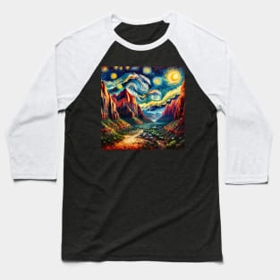 Zion National Park Starry Night - Beautiful Iconic Places Baseball T-Shirt